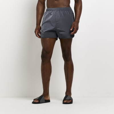 Grey regular fit iridescent swim shorts