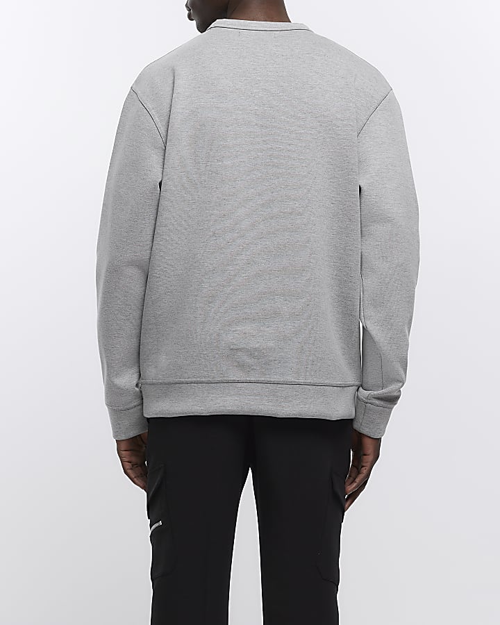 Grey regular fit neoprene smart sweatshirt