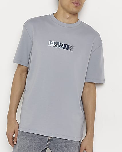 Grey Regular fit Paris graphic t-shirt