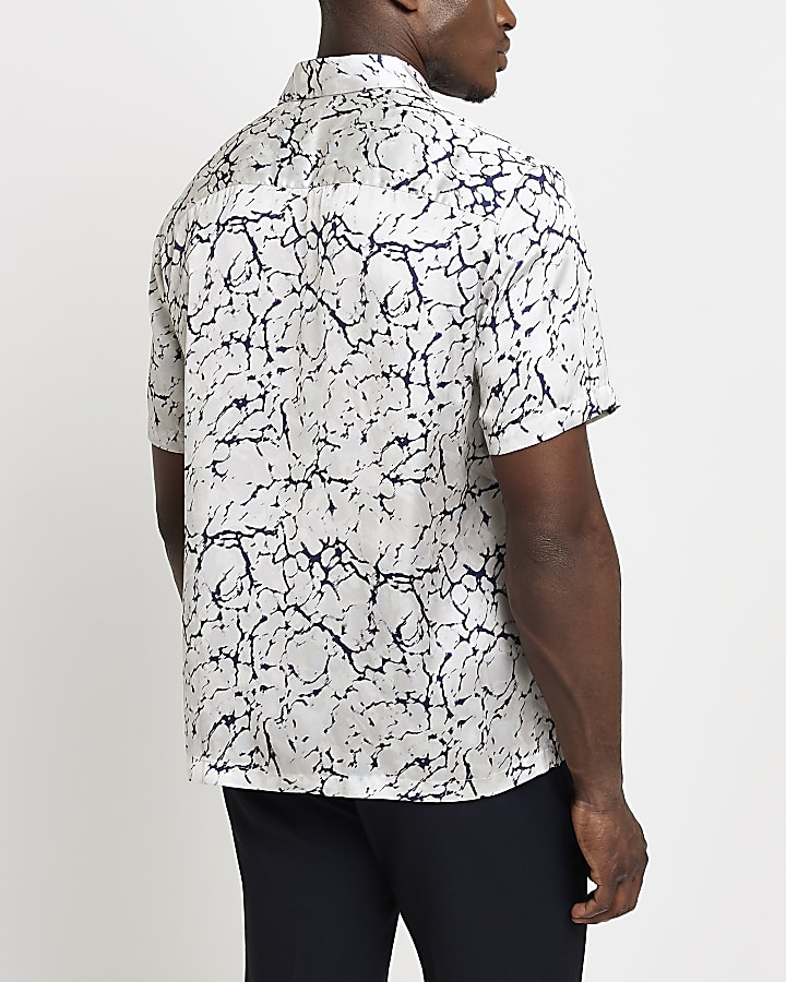 Grey regular fit print short sleeve Shirt