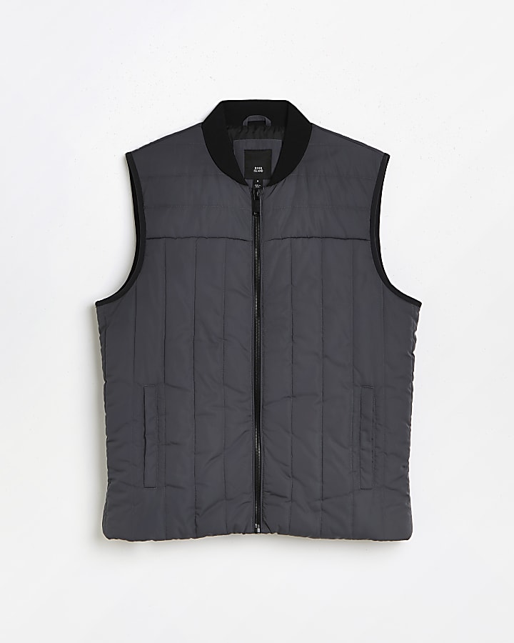 Grey regular fit quilted gilet