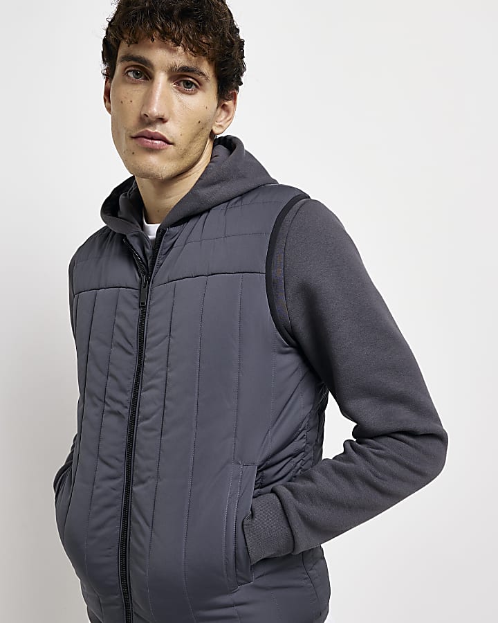 Grey regular fit quilted gilet