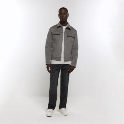 Mens river island denim on sale jacket