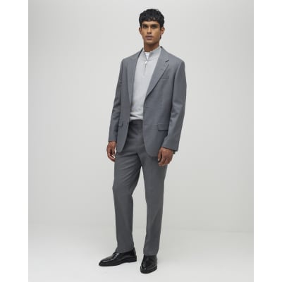 Grey Regular Fit Suit Trousers