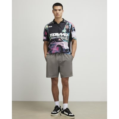 Grey Regular Fit Taped Shorts