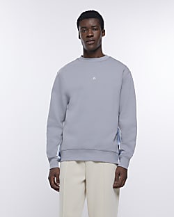 Grey regular fit taped sweatshirt