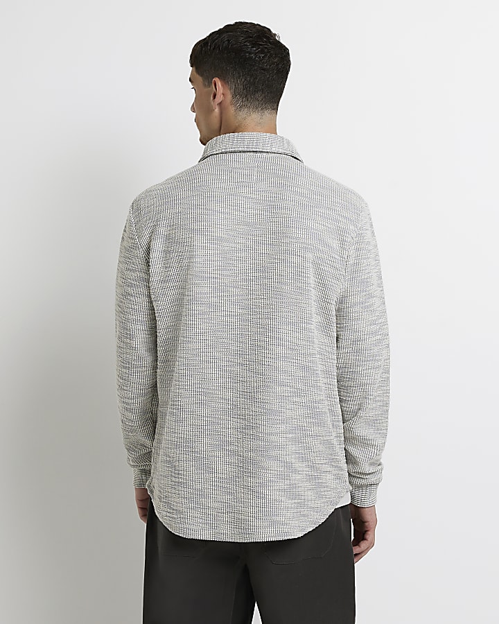Grey Regular fit Textured Overshirt