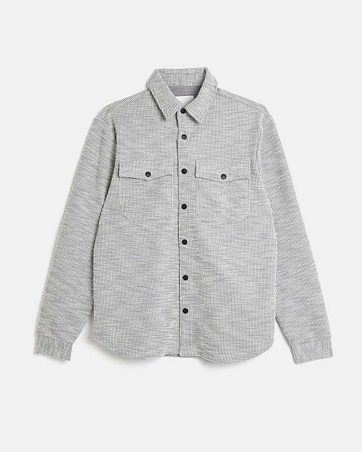 Grey Regular fit Textured Overshirt