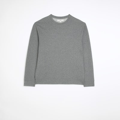 Grey regular fit textured sweatshirt