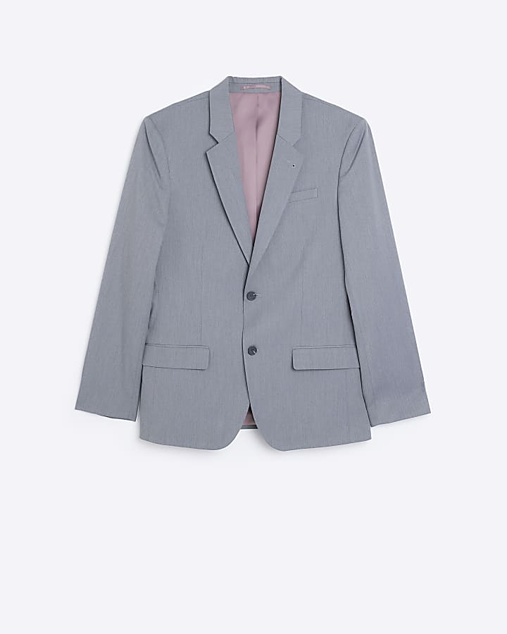 Grey regular fit twill suit jacket