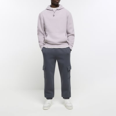 Grey regular fit utility cargo joggers