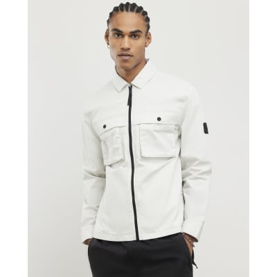 Grey Regular Fit Utility Zipped Overshirt