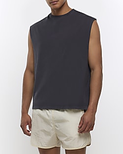 Grey regular fit washed vest
