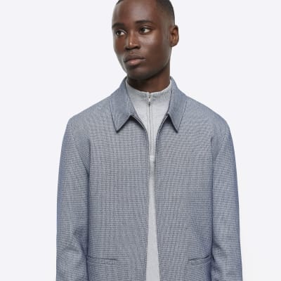 Grey regular fit zip Harrington jacket River Island