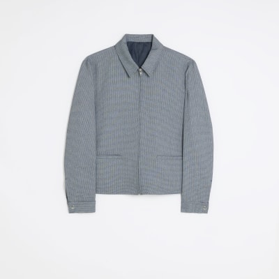 Grey regular fit zip Harrington jacket