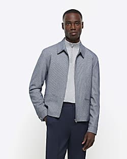Grey regular fit zip Harrington jacket