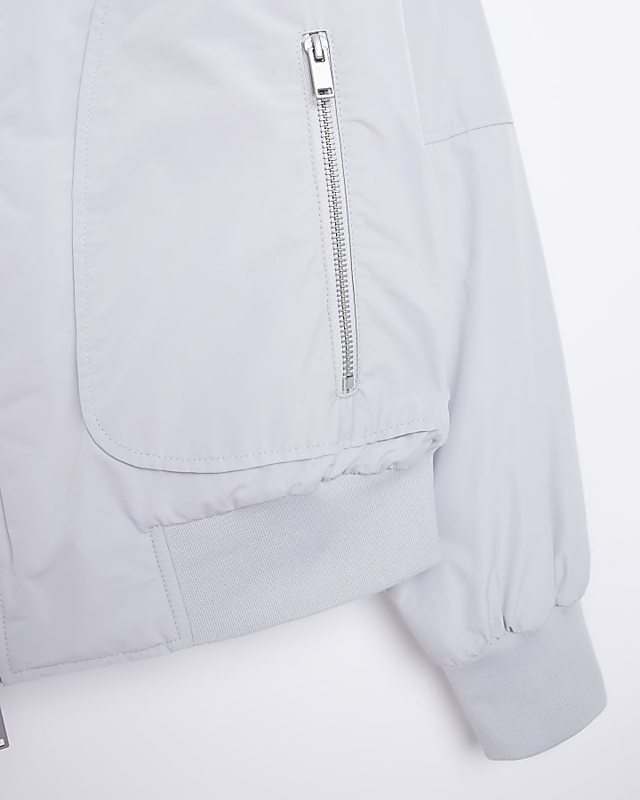 Grey regular fit zip up MA1 bomber jacket
