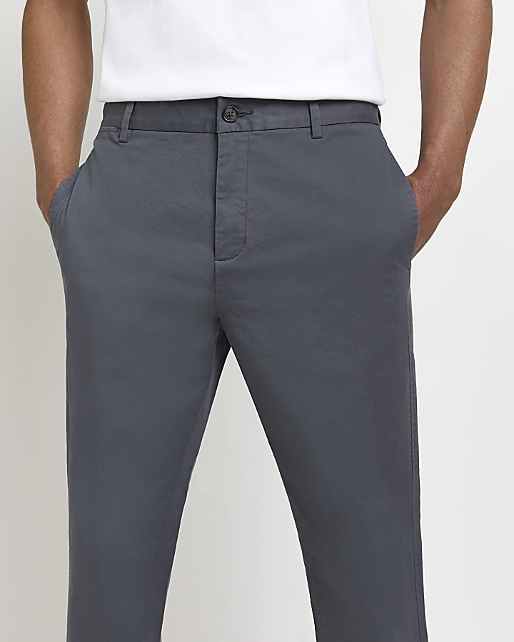 Grey relaxed fit chino trousers