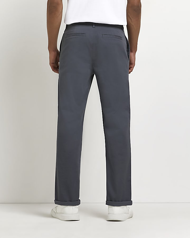 Grey relaxed fit chino trousers