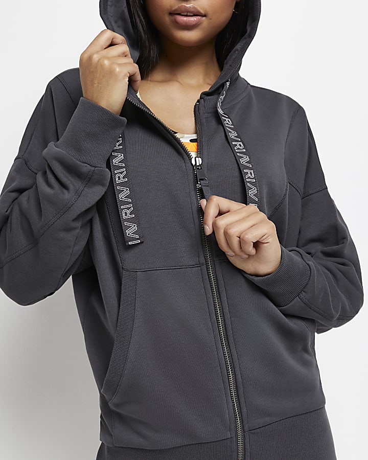 Grey RI Active oversized zip up hoodie