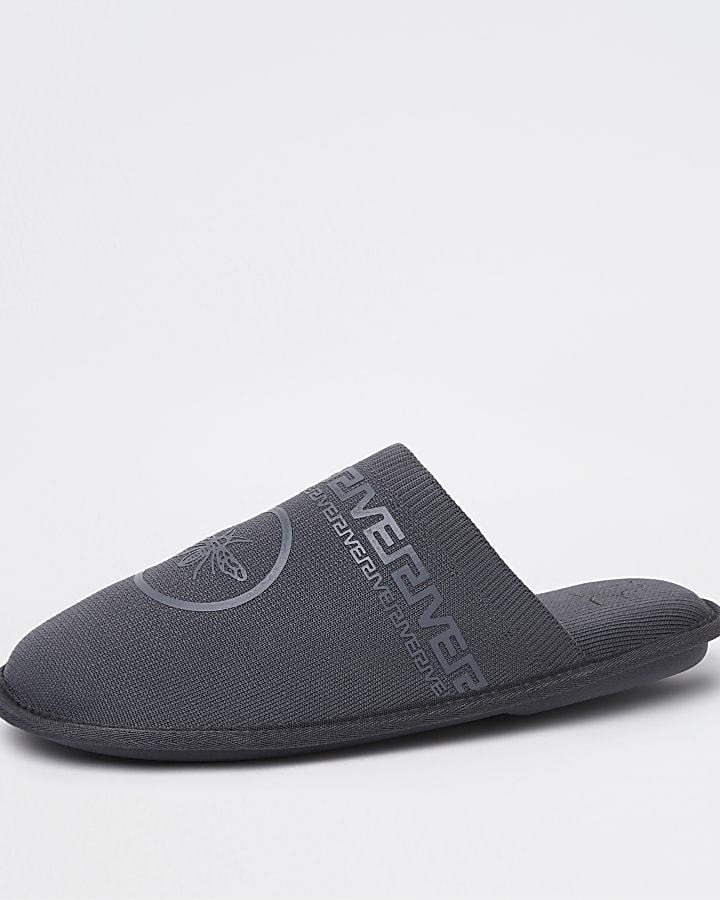 Grey RI bee mule slippers