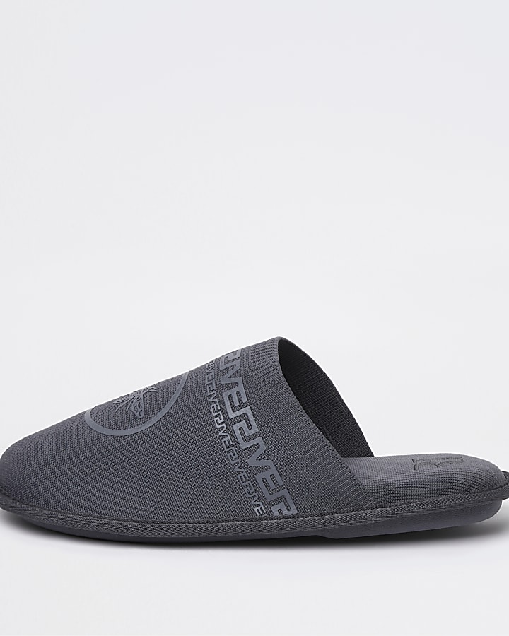 Grey RI bee mule slippers