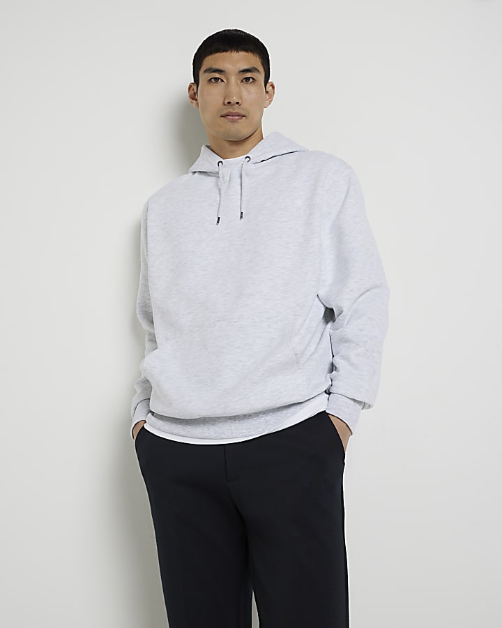 Grey RI branded regular fit hoodie