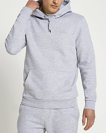Grey RI branded slim fit hoodie