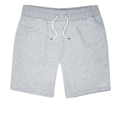 Grey RI branded slim fit jersey shorts River Island