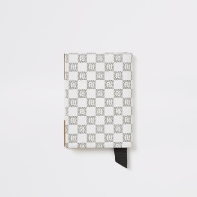 Grey RI checkerboard passport holder