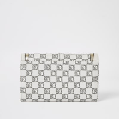 Grey RI checkerboard travel wallet