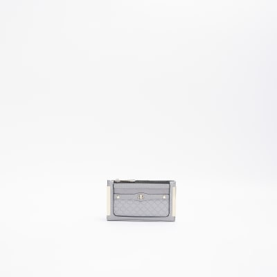 Grey RI embossed card holder River Island