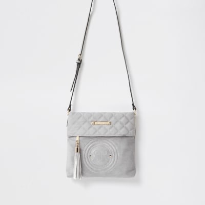 Grey Ri Monogram Mini Crossbody Bag from River Island on 21 Buttons