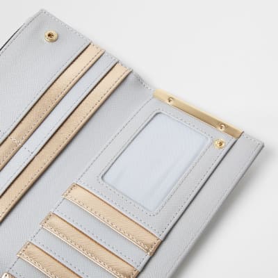 Grey RI embossed metal corner purse