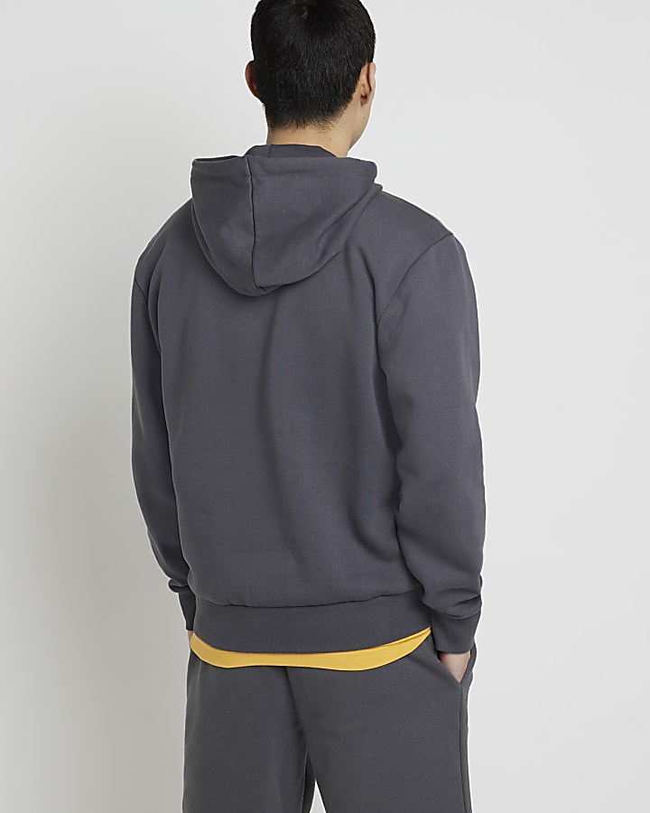 Grey RI embroidered regular fit hoodie
