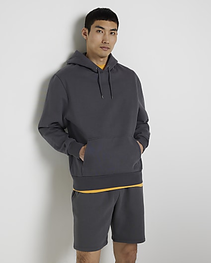 Grey RI embroidered regular fit hoodie