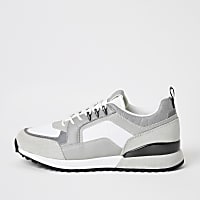 Grey RI lace-up runner trainers