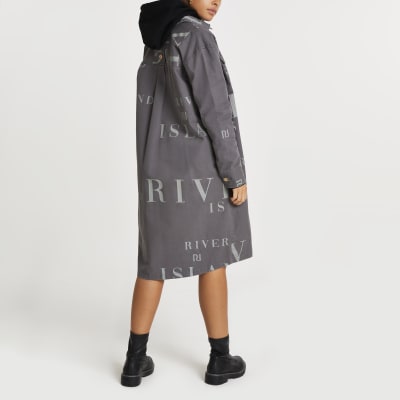 Grey RI longline shacket