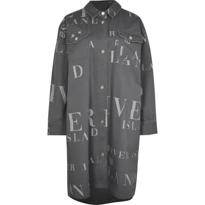 Grey RI longline shacket