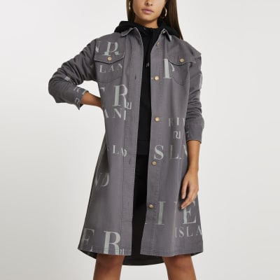 Grey RI longline shacket