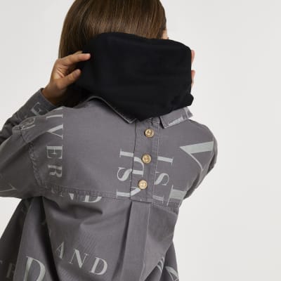 Grey RI longline shacket