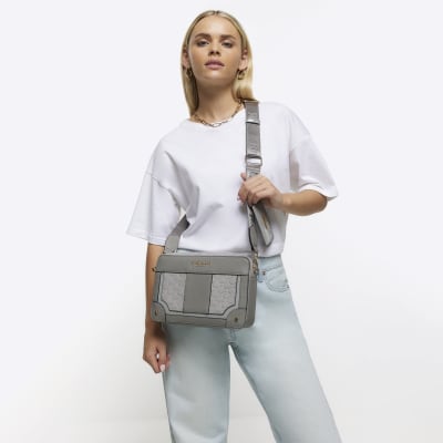 River island grey cross body online bag