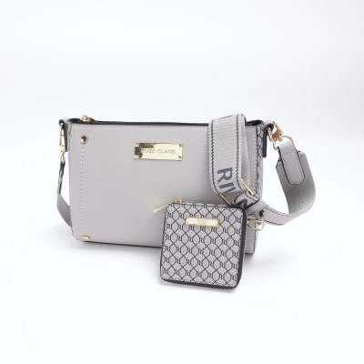 River Island Monogram Pouchette Cross Body Bag in White