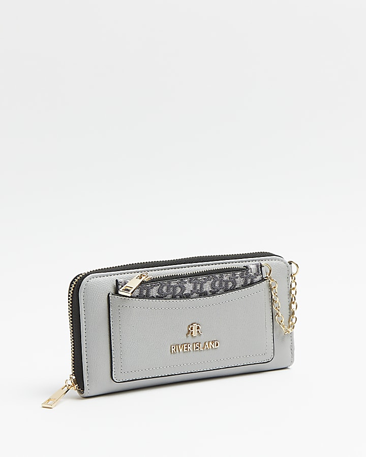 Grey RI monogram detail purse
