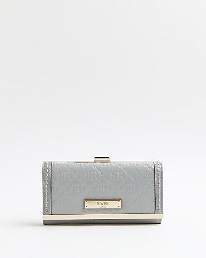 Grey RI monogram embossed purse