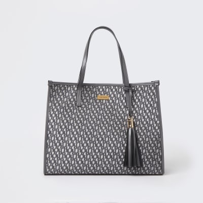 river island grey tote bag
