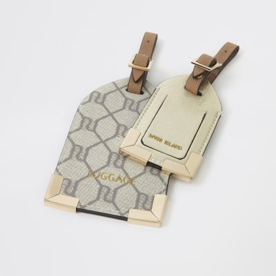Grey RI monogram luggage tag set