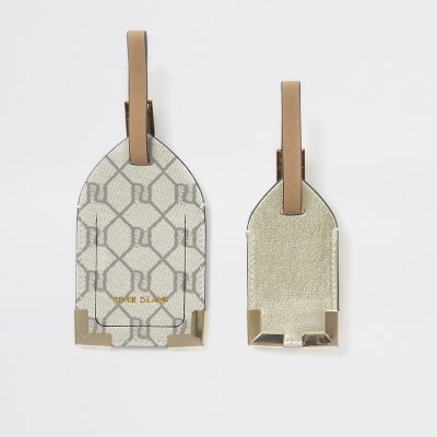 Grey RI monogram luggage tag set