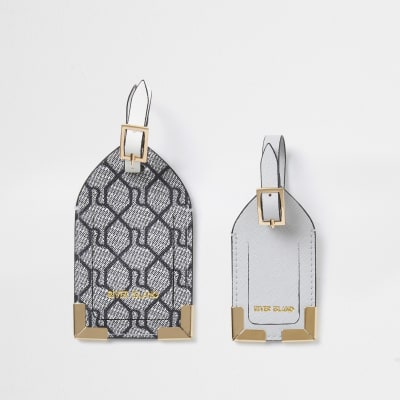 Grey RI Monogram Luggage Tags