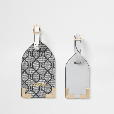 Grey RI Monogram Luggage Tags